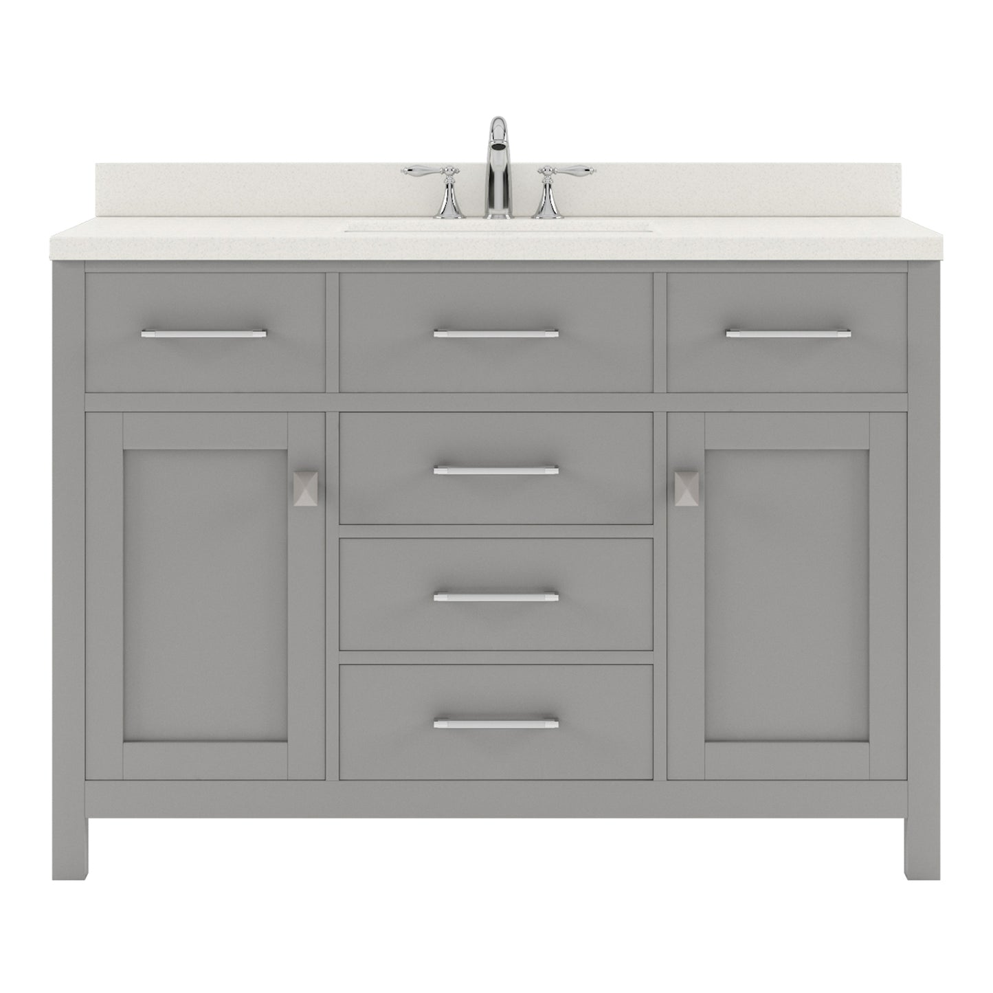 MS-2048-DWQRO-CG Cashmere Gray Caroline 48" Single Bath Vanity Set with Dazzle White Quartz Top & Oval Centered Basin