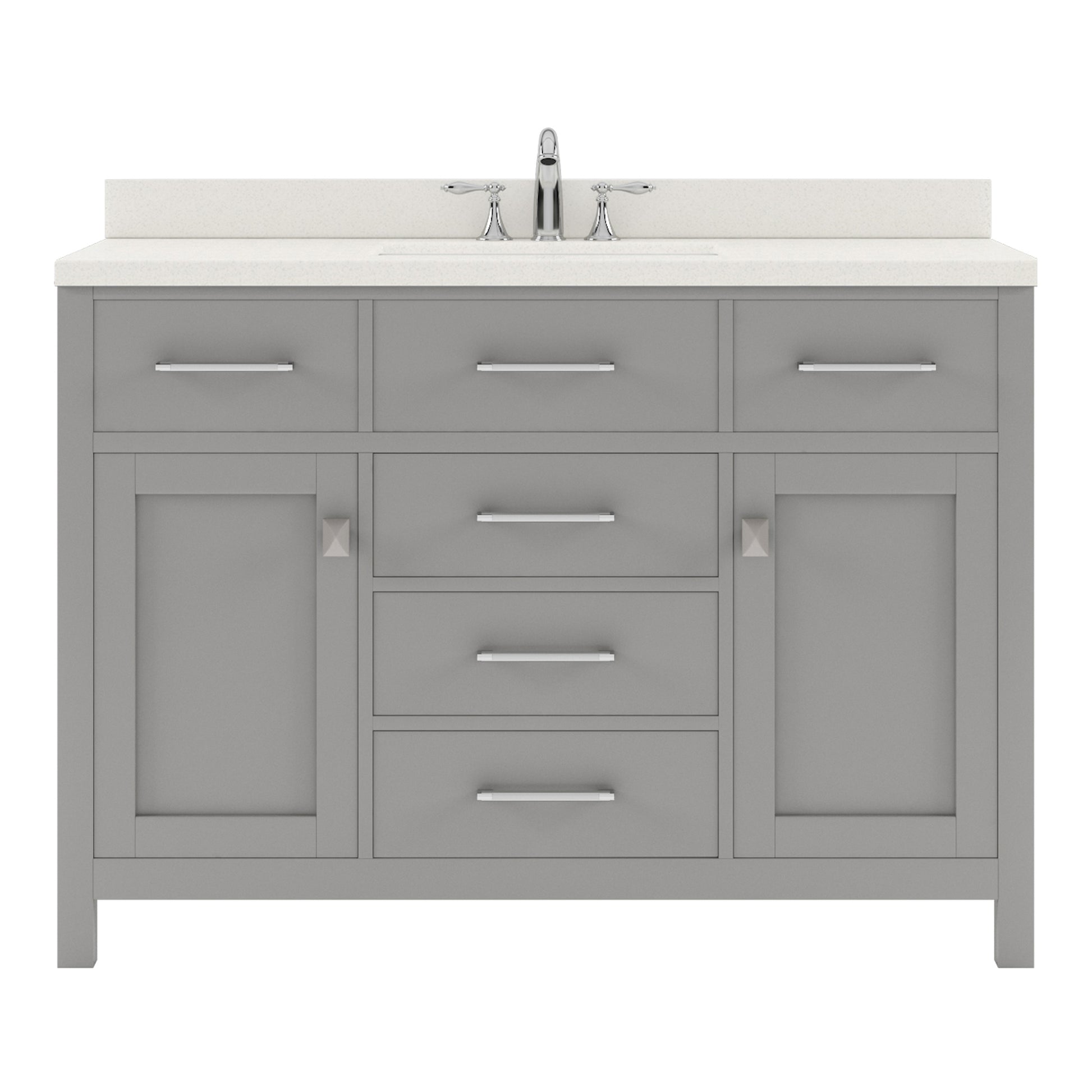 MS-2048-DWQRO-CG Cashmere Gray Caroline 48" Single Bath Vanity Set with Dazzle White Quartz Top & Oval Centered Basin