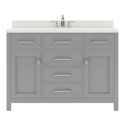 MS-2048-DWQRO-CG Cashmere Gray Caroline 48" Single Bath Vanity Set with Dazzle White Quartz Top & Oval Centered Basin