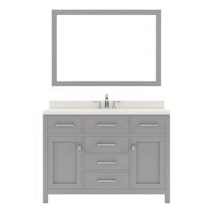 MS-2048-DWQRO-CG Cashmere Gray Caroline 48" Single Bath Vanity Set with Dazzle White Quartz Top & Oval Centered Basin, Mirror