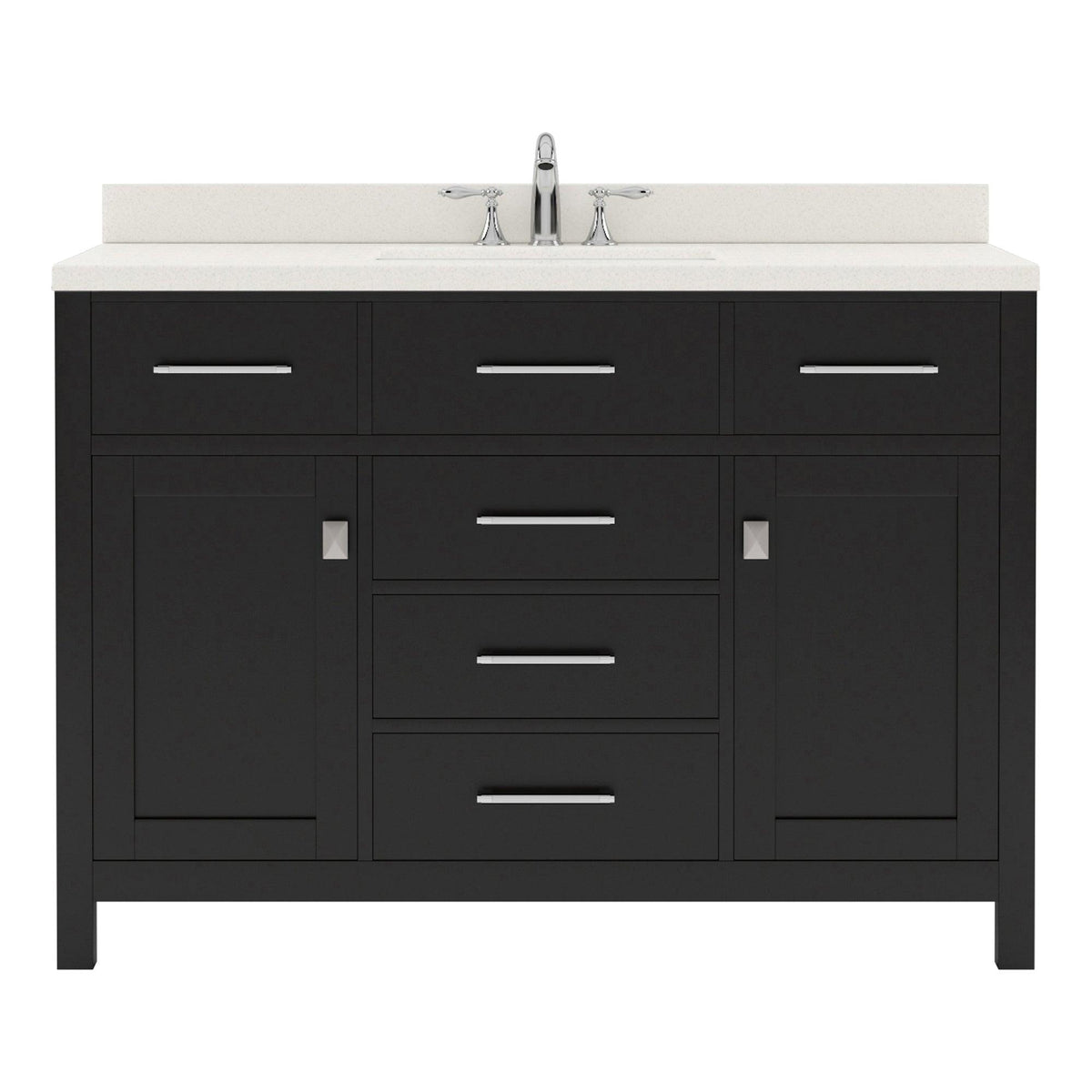 MS-2048-DWQRO-ES Espresso Caroline 48" Single Bath Vanity Set with Dazzle White Quartz Top & Oval Centered Basin