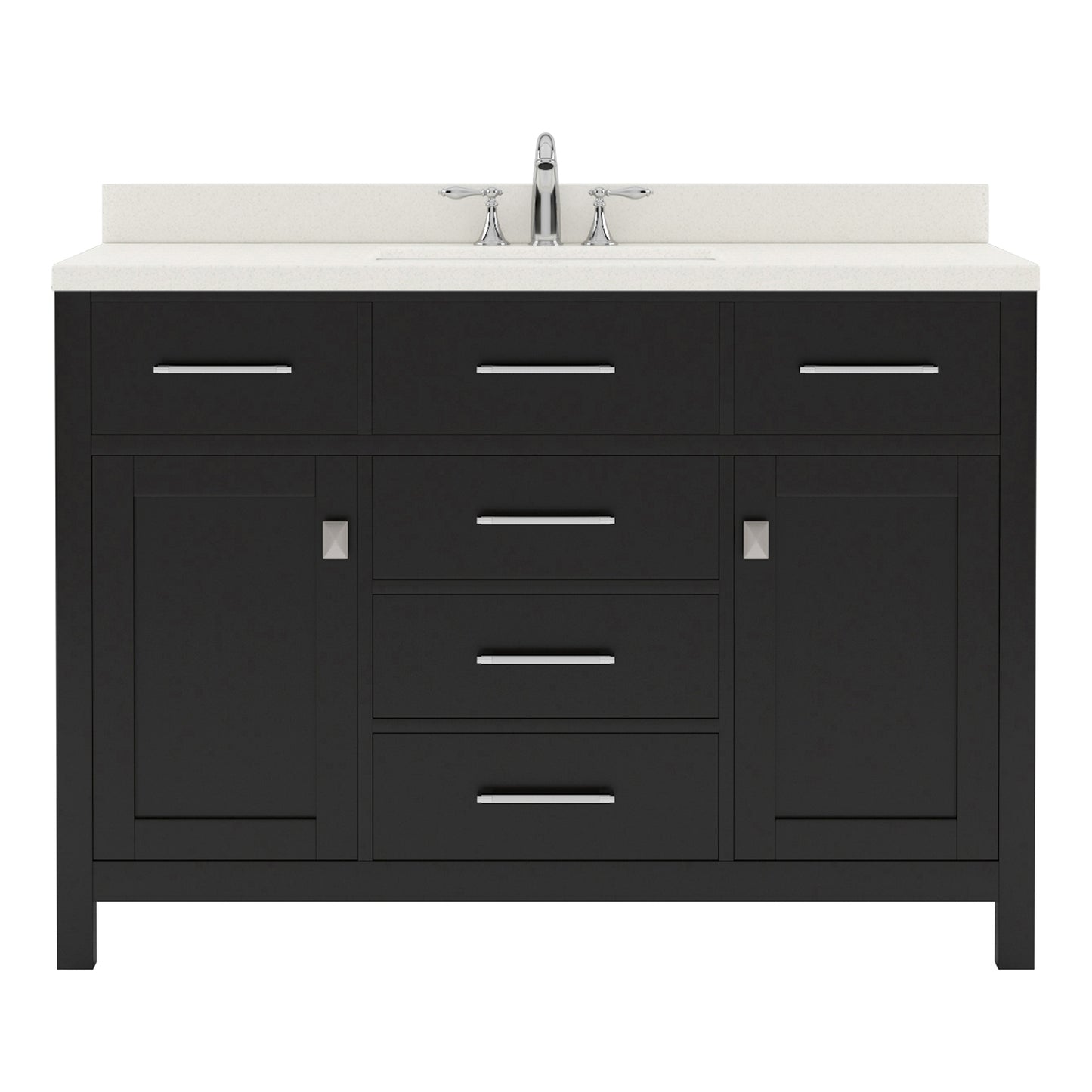 MS-2048-DWQRO-ES Espresso Caroline 48" Single Bath Vanity Set with Dazzle White Quartz Top & Oval Centered Basin