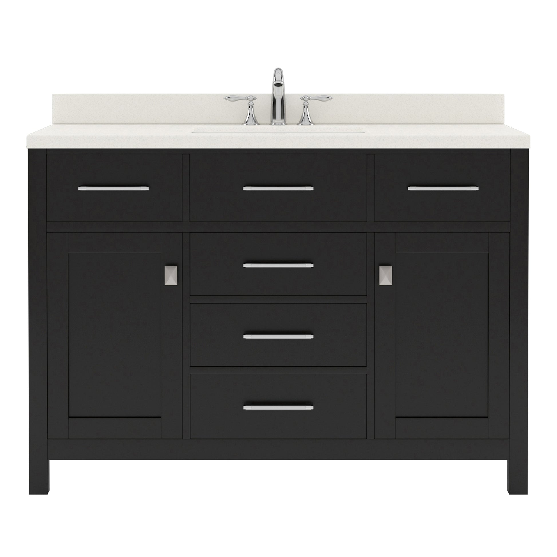 MS-2048-DWQRO-ES Espresso Caroline 48" Single Bath Vanity Set with Dazzle White Quartz Top & Oval Centered Basin