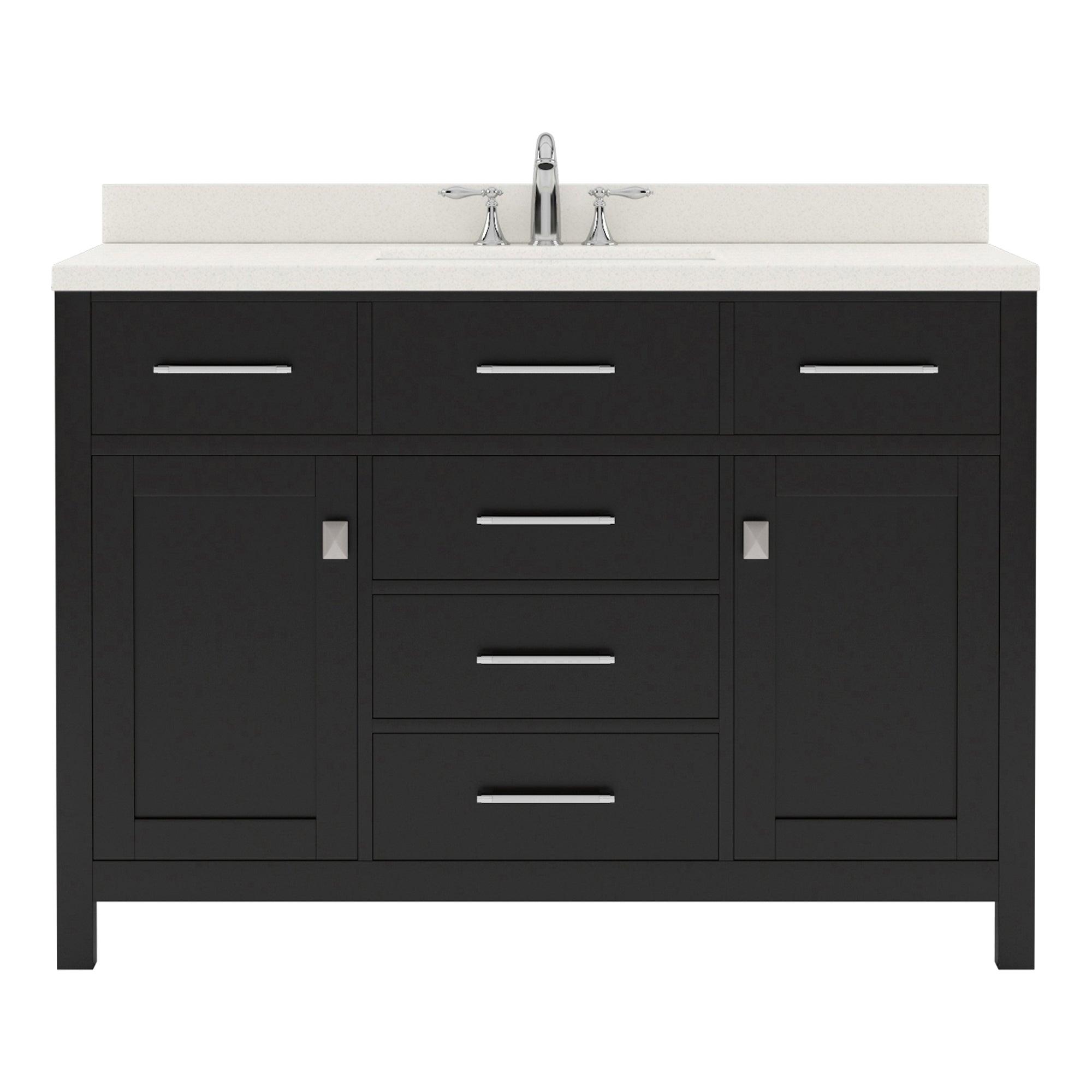 MS-2048-DWQRO-ES Espresso Caroline 48" Single Bath Vanity Set with Dazzle White Quartz Top & Oval Centered Basin
