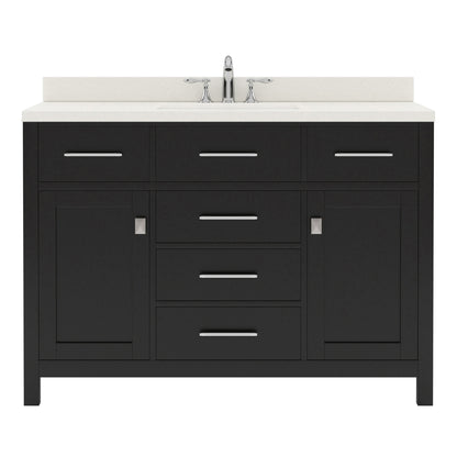 MS-2048-DWQRO-ES Espresso Caroline 48" Single Bath Vanity Set with Dazzle White Quartz Top & Oval Centered Basin