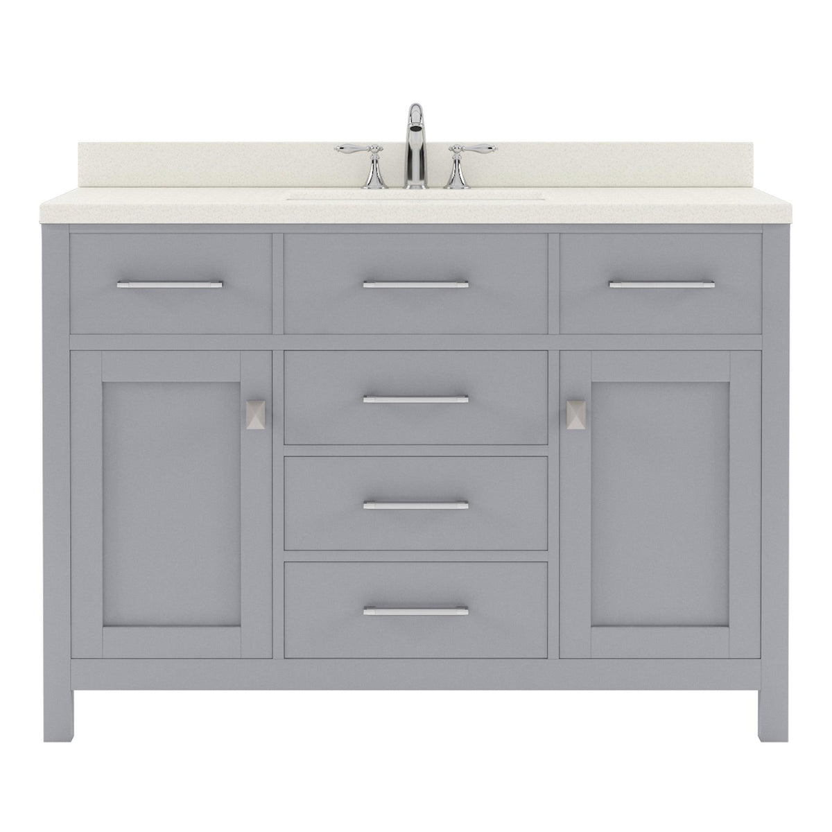 MS-2048-DWQRO-GR Gray Caroline 48" Single Bath Vanity Set with Dazzle White Quartz Top & Oval Centered Basin