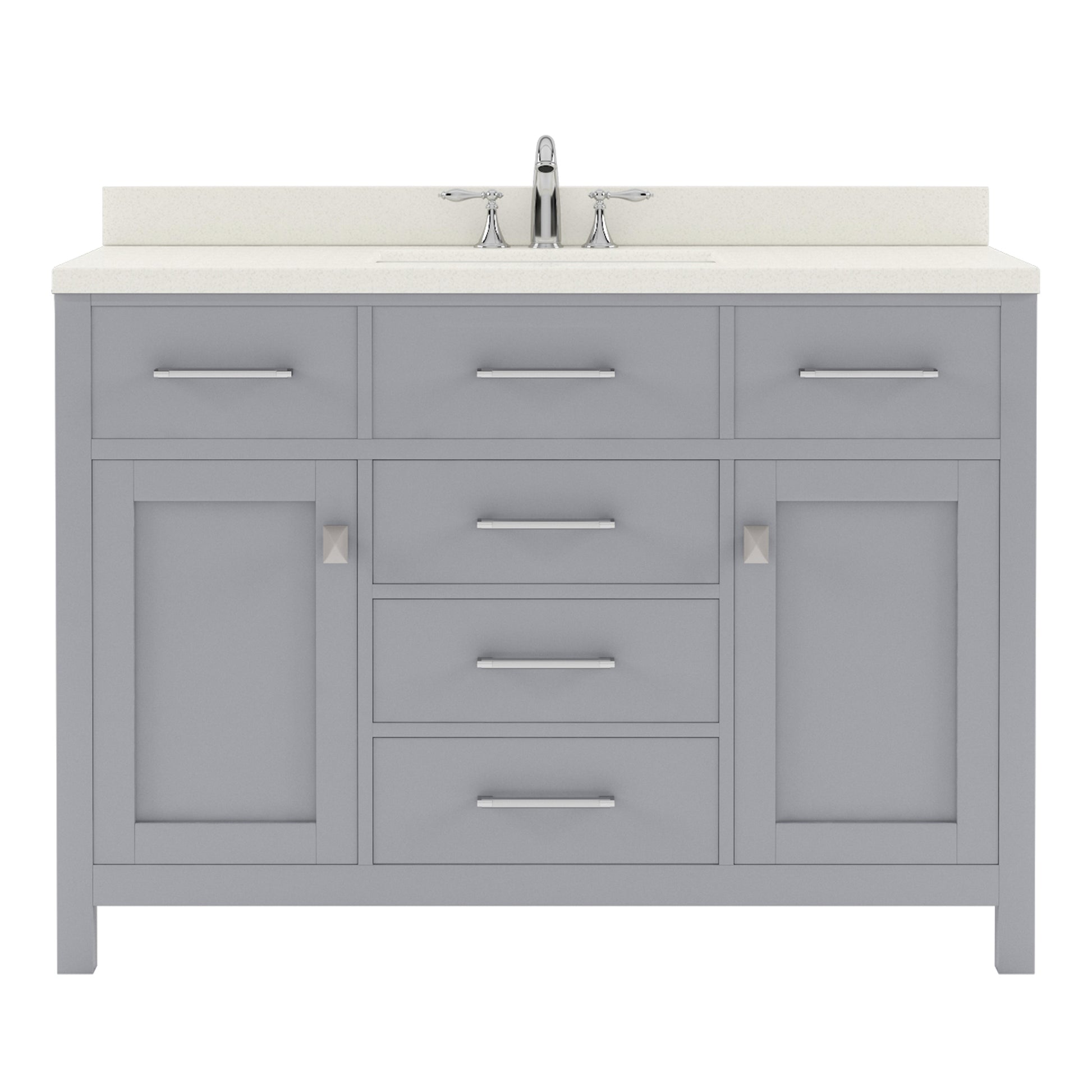 MS-2048-DWQRO-GR Gray Caroline 48" Single Bath Vanity Set with Dazzle White Quartz Top & Oval Centered Basin