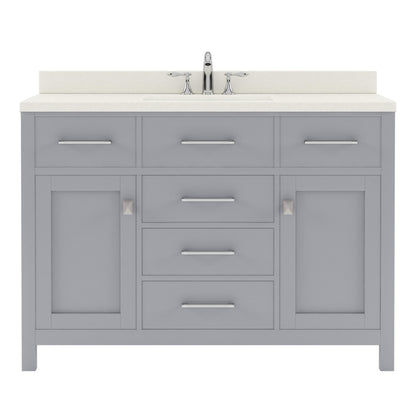 MS-2048-DWQRO-GR Gray Caroline 48" Single Bath Vanity Set with Dazzle White Quartz Top & Oval Centered Basin