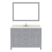 Load image into Gallery viewer, MS-2048-DWQRO-GR Gray Caroline 48&quot; Single Bath Vanity Set with Dazzle White Quartz Top &amp; Oval Centered Basin, Mirror