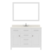 Load image into Gallery viewer, MS-2048-DWQRO-WH White Caroline 48&quot; Single Bath Vanity Set with Dazzle White Quartz Top &amp; Oval Centered Basin, Mirro