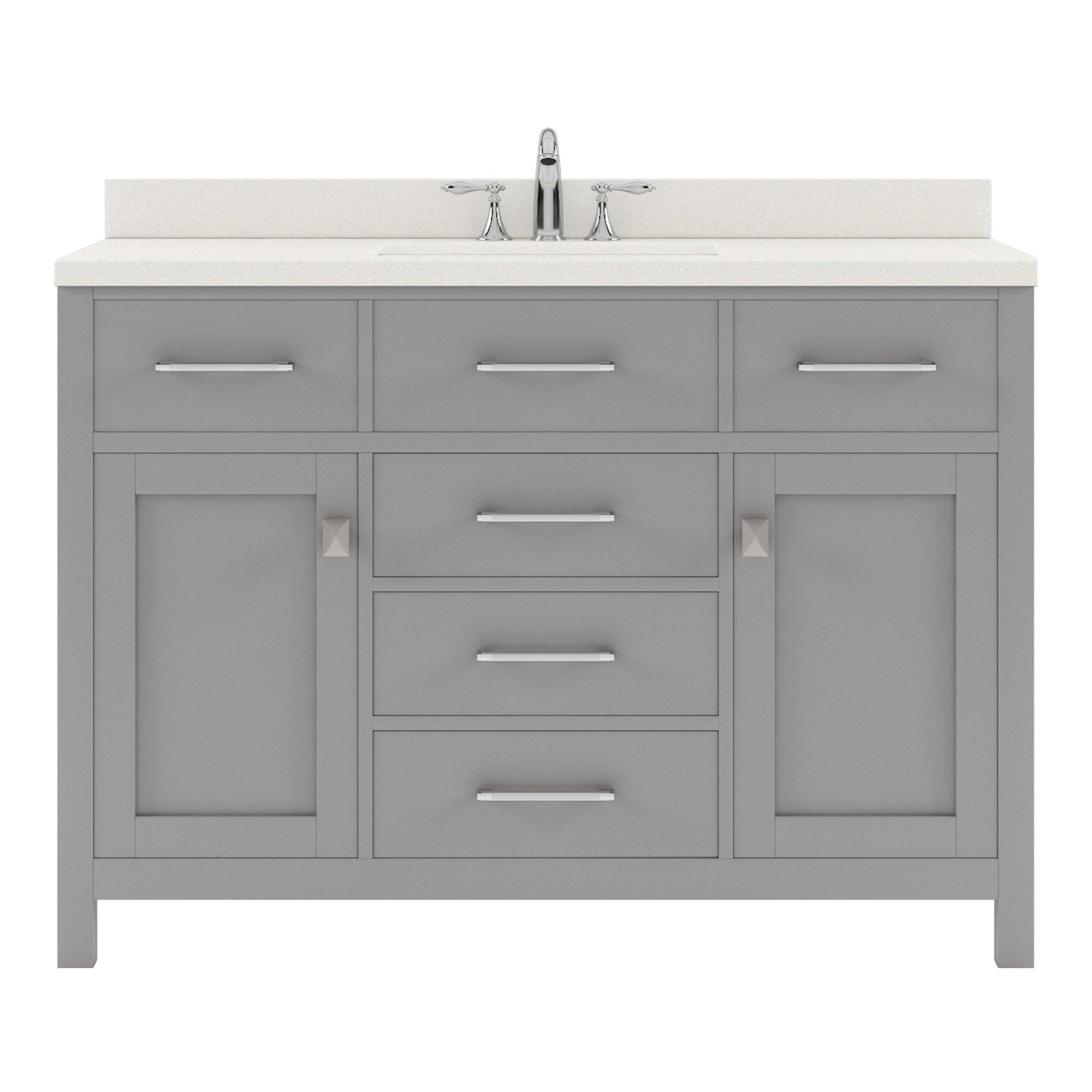 MS-2048-DWQSQ-CG Cashmere Gray Caroline 48" Single Bath Vanity, White Quartz Top, Rectangular Basin