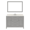 MS-2048-DWQSQ-CG Cashmere Gray Caroline 48" Single Bath Vanity, White Quartz Top, Rectangular Basin, Mirror