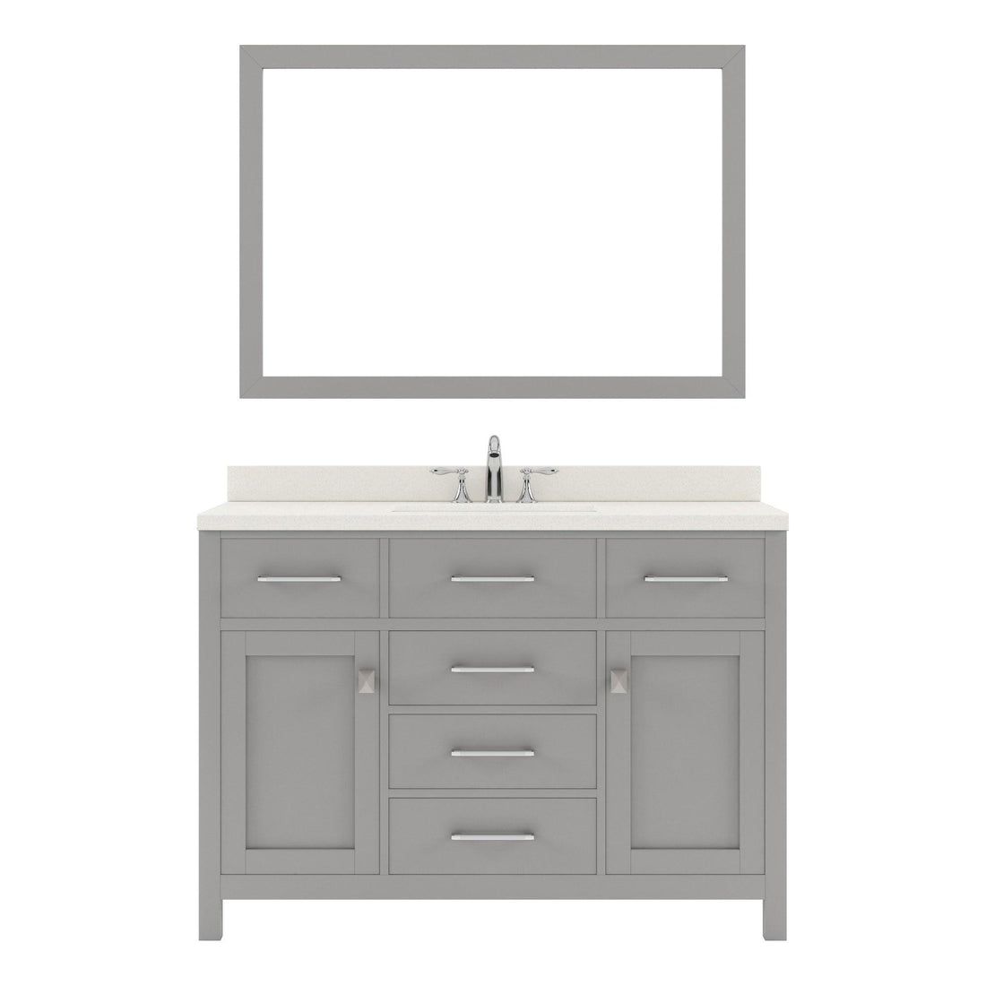 MS-2048-DWQSQ-CG Cashmere Gray Caroline 48" Single Bath Vanity, White Quartz Top, Rectangular Basin, Mirror