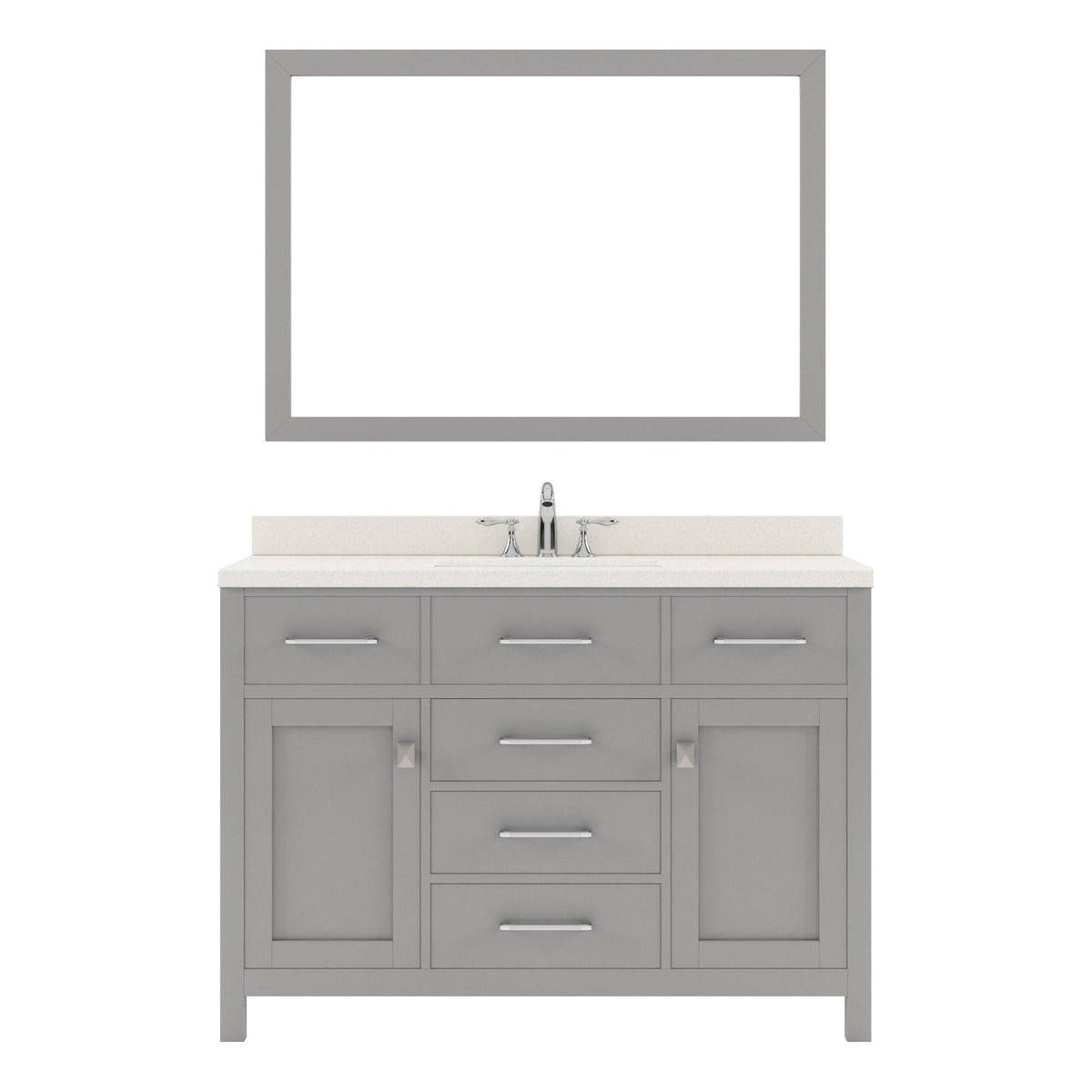 MS-2048-DWQSQ-CG Cashmere Gray Caroline 48" Single Bath Vanity, White Quartz Top, Rectangular Basin, Mirror