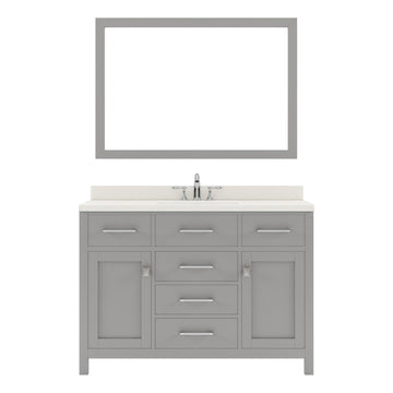 MS-2048-DWQSQ-CG Cashmere Gray Caroline 48" Single Bath Vanity, White Quartz Top, Rectangular Basin, Mirror