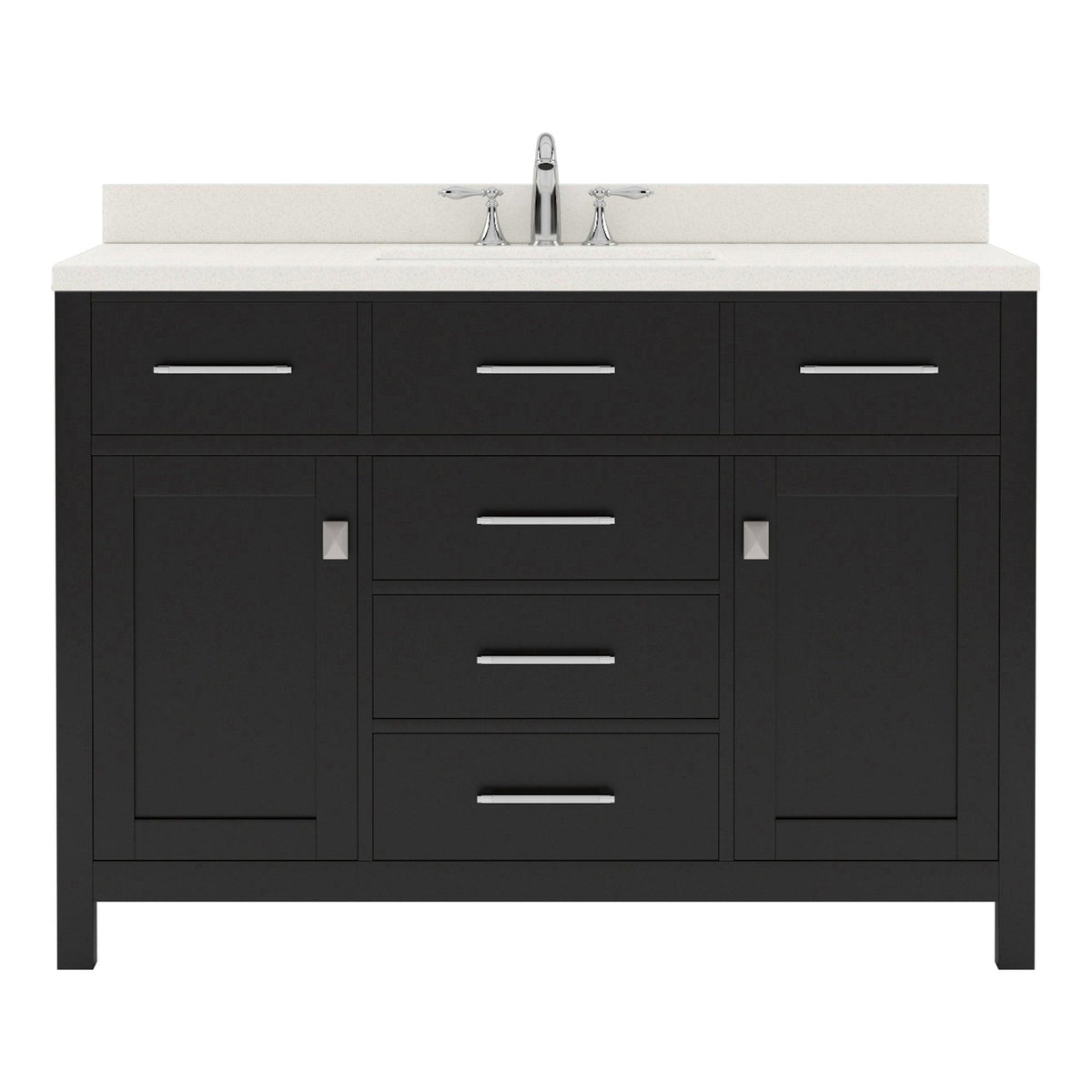 MS-2048-DWQSQ-ES  Espresso 48" Single Bath Vanity, White Quartz Top, Rectangular Basin