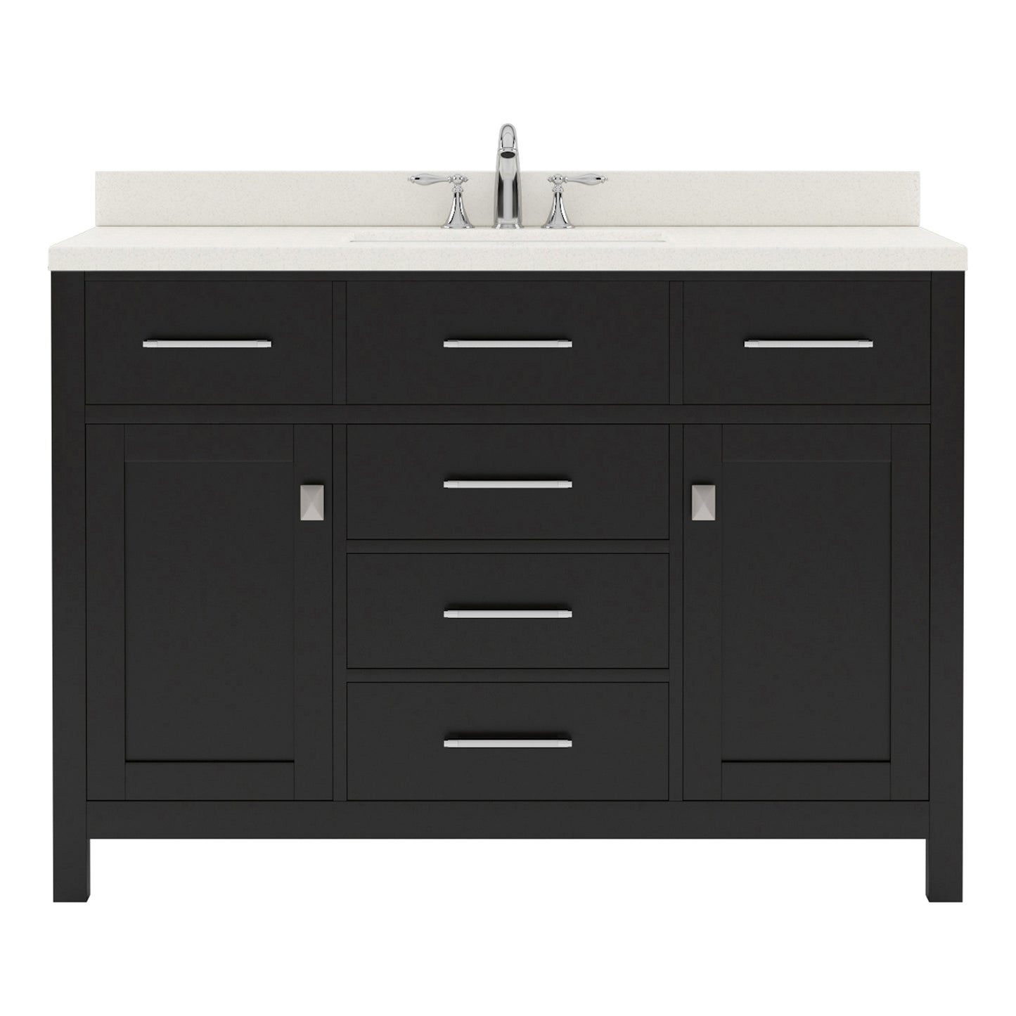 MS-2048-DWQSQ-ES  Espresso 48" Single Bath Vanity, White Quartz Top, Rectangular Basin