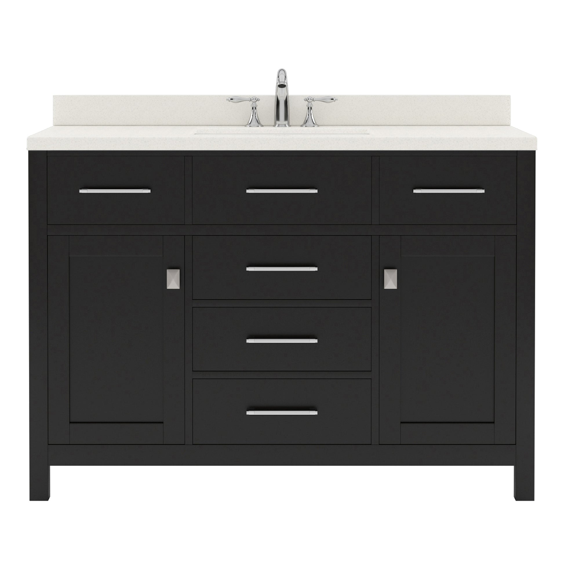 MS-2048-DWQSQ-ES  Espresso 48" Single Bath Vanity, White Quartz Top, Rectangular Basin