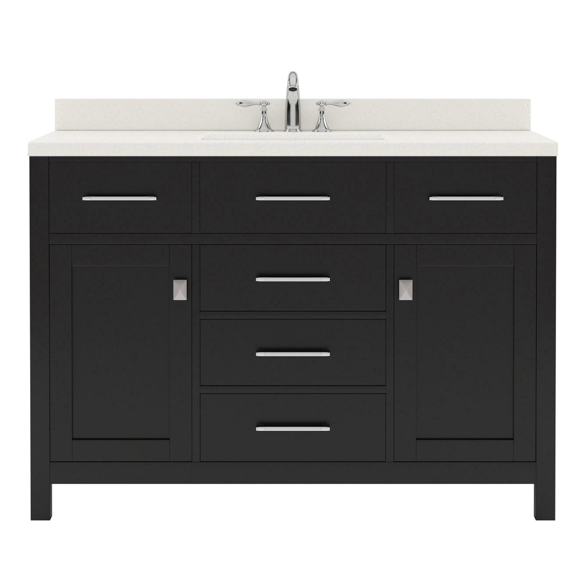 MS-2048-DWQSQ-ES  Espresso 48" Single Bath Vanity, White Quartz Top, Rectangular Basin