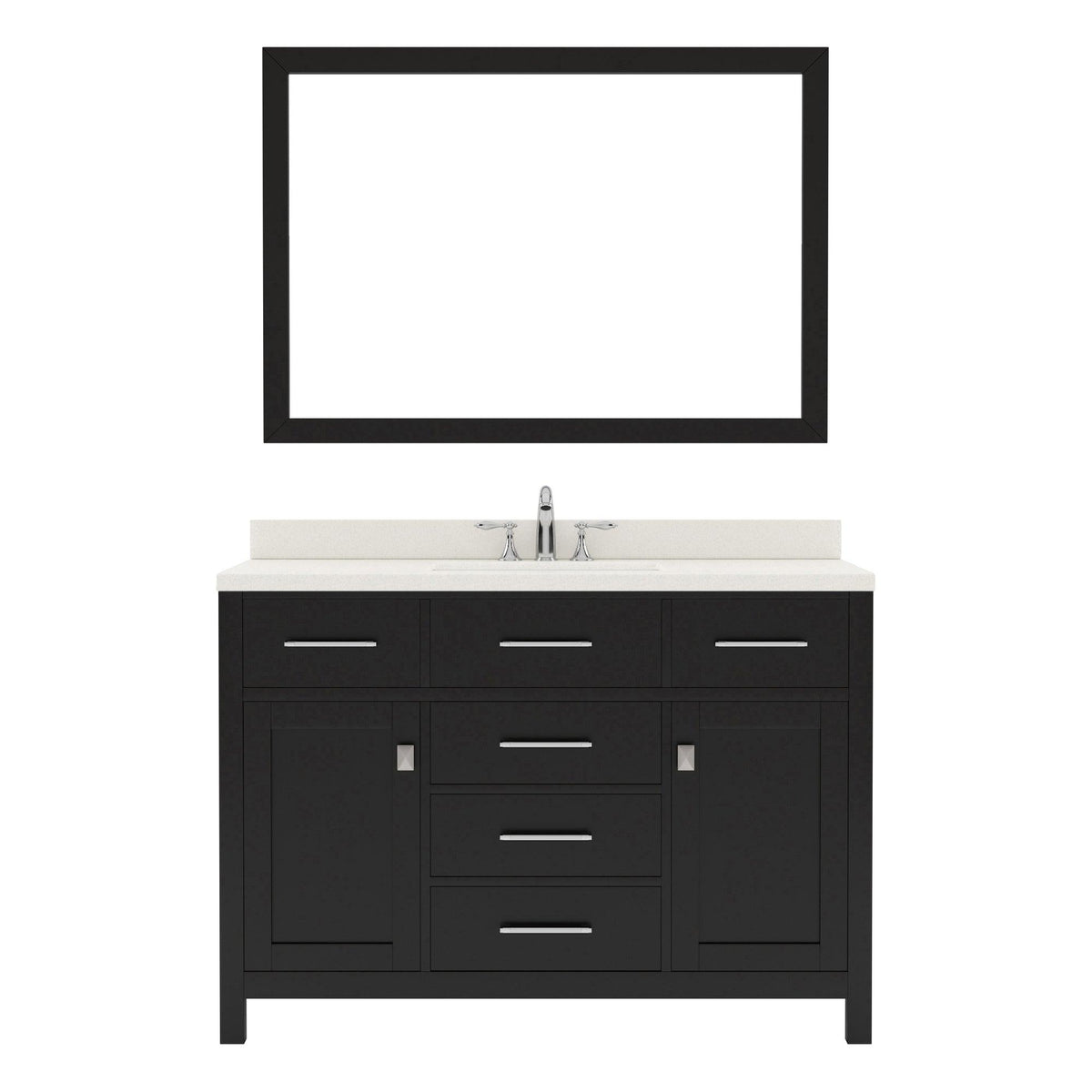 MS-2048-DWQSQ-ES  Espresso 48" Single Bath Vanity, White Quartz Top, Rectangular Basin, Mirror