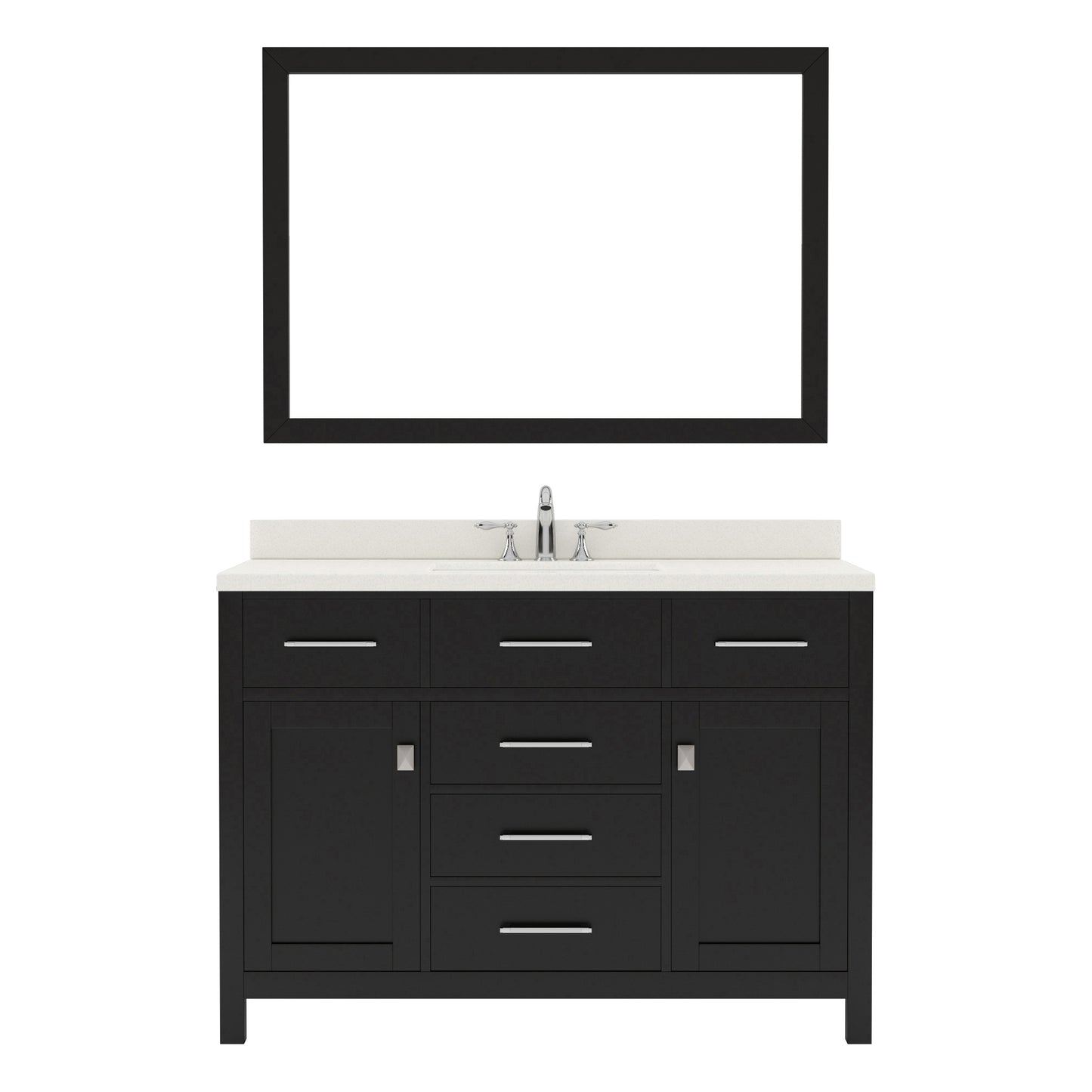 MS-2048-DWQSQ-ES  Espresso 48" Single Bath Vanity, White Quartz Top, Rectangular Basin, Mirror