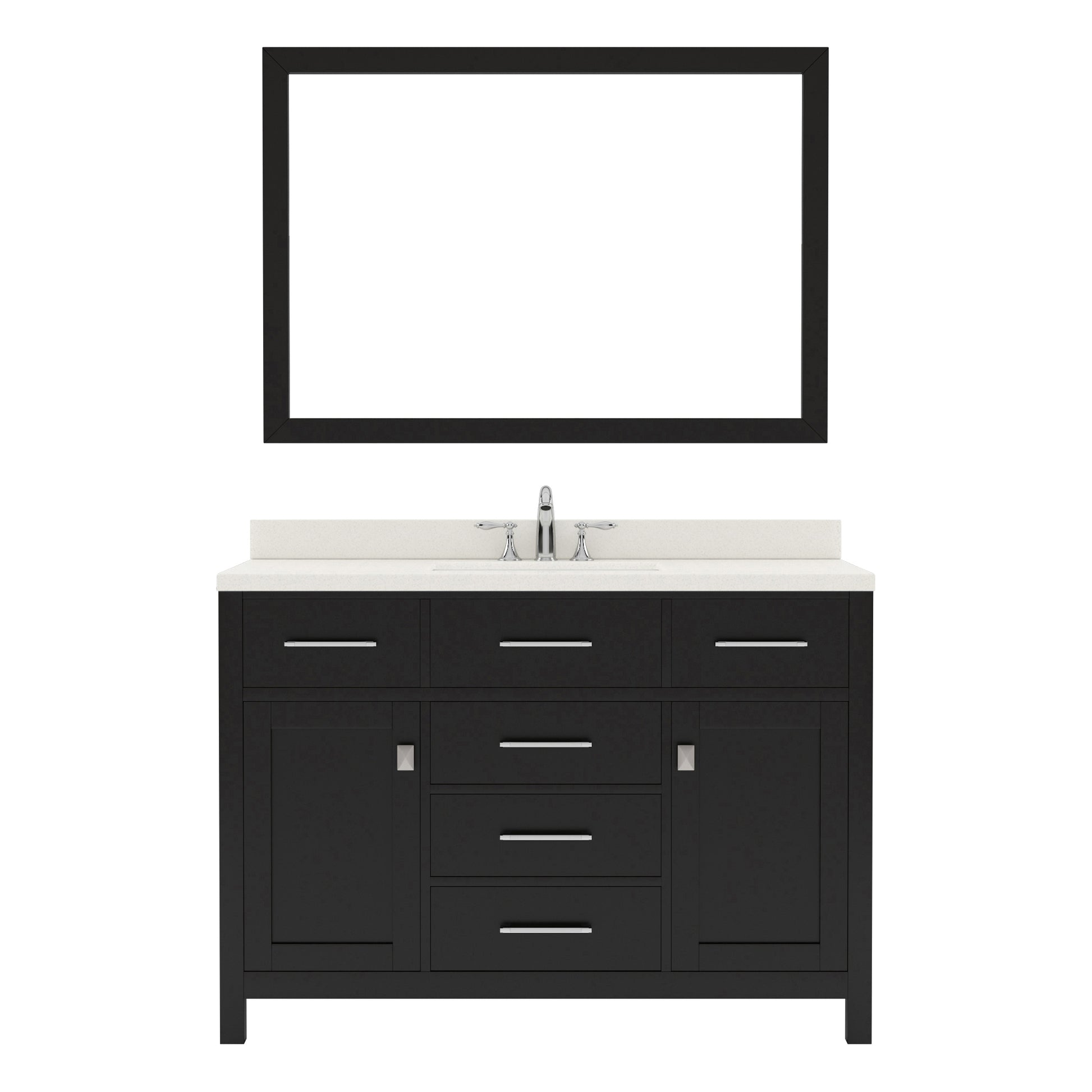 MS-2048-DWQSQ-ES  Espresso 48" Single Bath Vanity, White Quartz Top, Rectangular Basin, Mirror