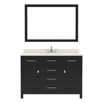 MS-2048-DWQSQ-ES  Espresso 48" Single Bath Vanity, White Quartz Top, Rectangular Basin, Mirror