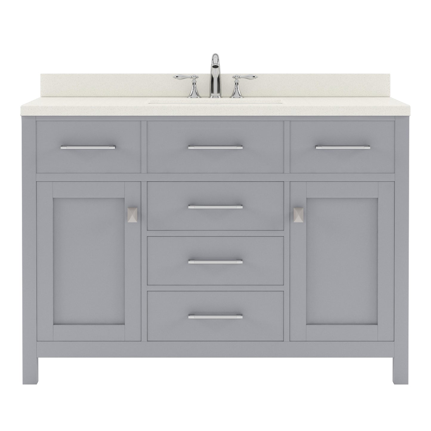 MS-2048-DWQSQ-GR Gray 48" Single Bath Vanity, White Quartz Top, Rectangular Basin