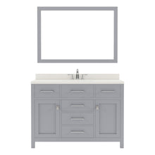 Load image into Gallery viewer, MS-2048-DWQSQ-GR Gray 48&quot; Single Bath Vanity, White Quartz Top, Rectangular Basin, Mirror