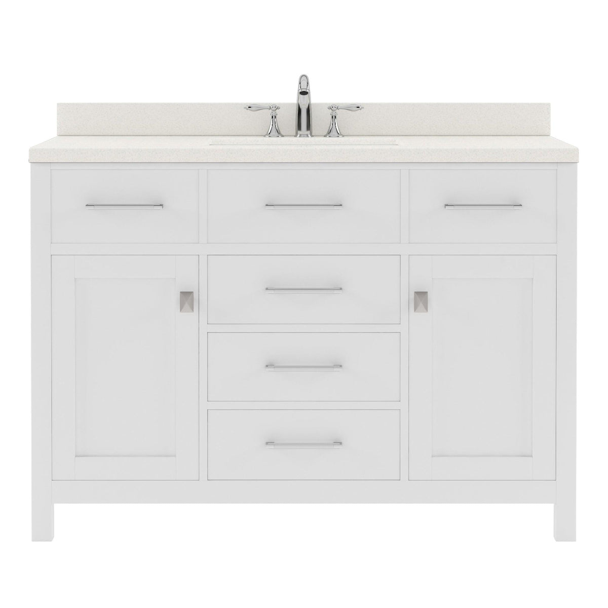 MS-2048-DWQSQ-WH White 48" Single Bath Vanity, White Quartz Top, Rectangular Basin
