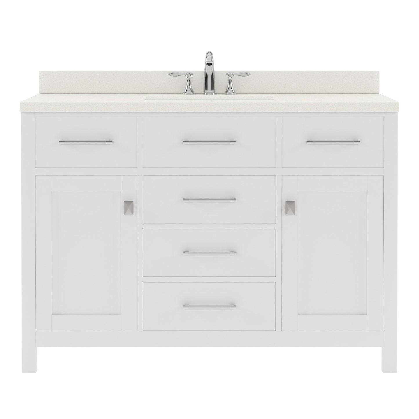 MS-2048-DWQSQ-WH White 48" Single Bath Vanity, White Quartz Top, Rectangular Basin