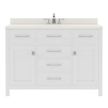 MS-2048-DWQSQ-WH White 48" Single Bath Vanity, White Quartz Top, Rectangular Basin