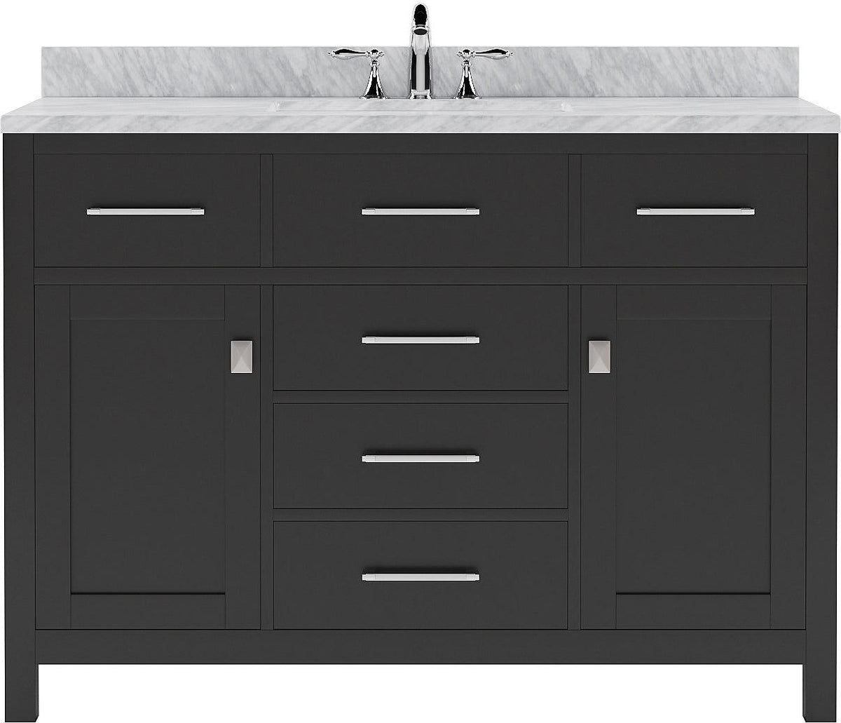 MS-2048-WMRO-ES Espresso Caroline 48" Single Bath Vanity Set with Italian Carrara White Marble Top & Oval Centered Basin