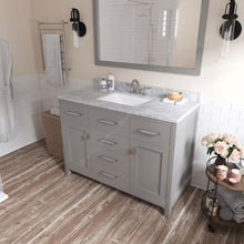 Load image into Gallery viewer, MS-2048-WMSQ-CG Cashmere Gray Caroline 48&quot; Single Bath Vanity Set with Italian Carrara White Marble Top &amp; Rectangular Centered Basin, Mirror side