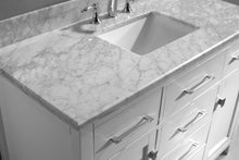 Load image into Gallery viewer, MS-2048-WMSQ-WH White Caroline 48&quot; Single Bath Vanity Set with Italian Carrara White Marble Top &amp; Rectangular Centered Basin, Mirror up