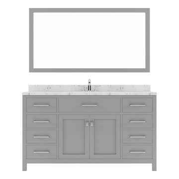 Caroline 60" Single Bath Vanity Set with Cultured Marble Quartz Top & Oval Centered Basin