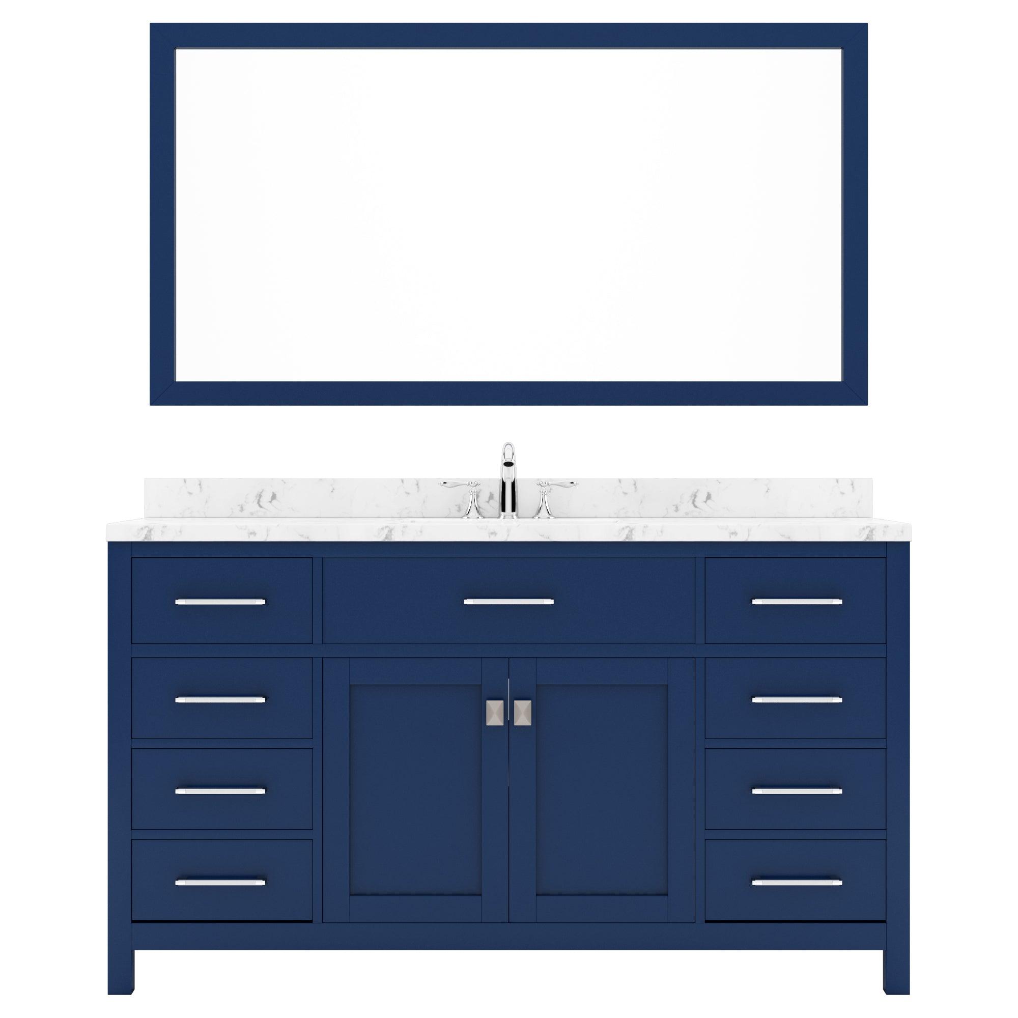 Caroline 60" Single Bath Vanity Set with Cultured Marble Quartz Top & Oval Centered Basin