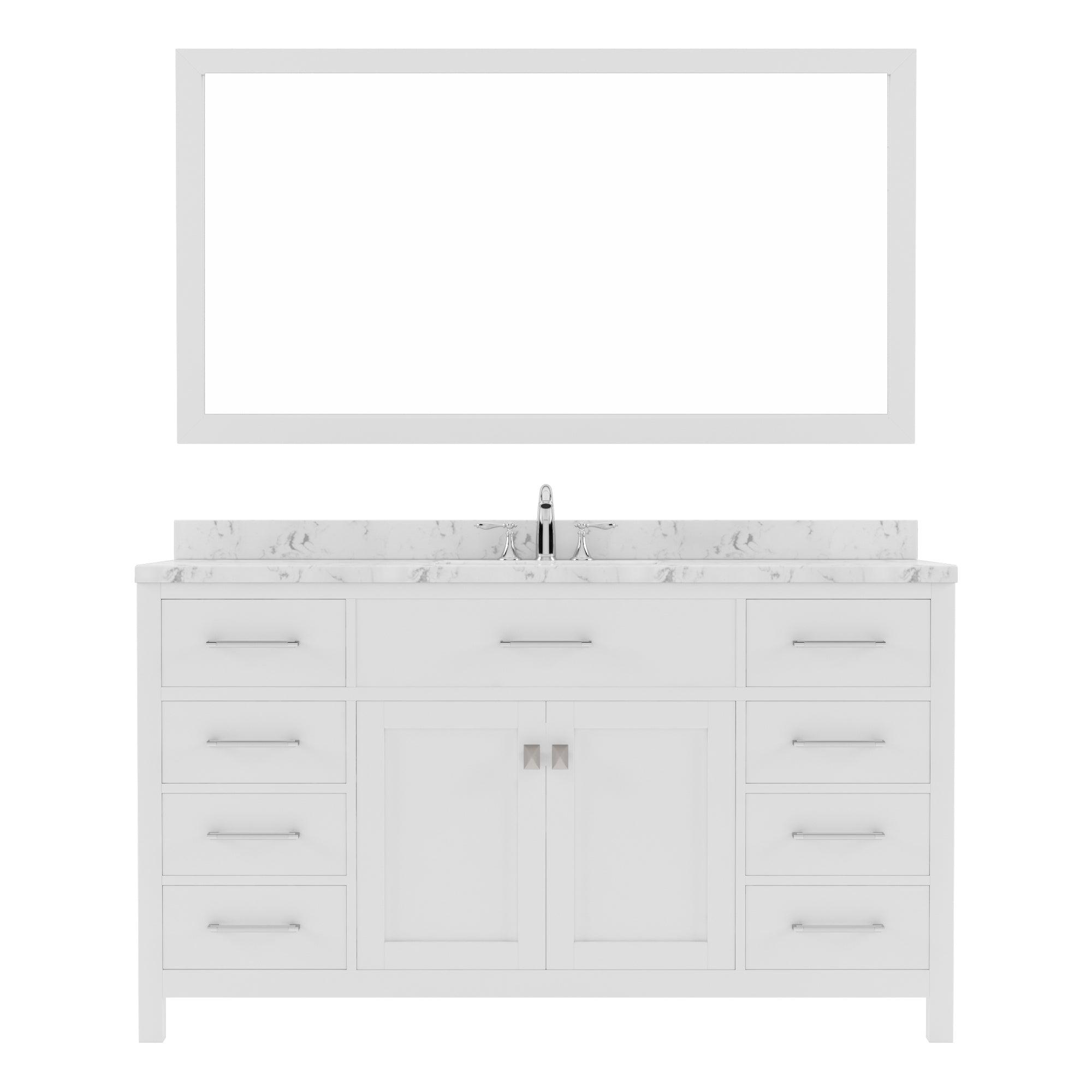 Caroline 60" Single Bath Vanity Set with Cultured Marble Quartz Top & Oval Centered Basin
