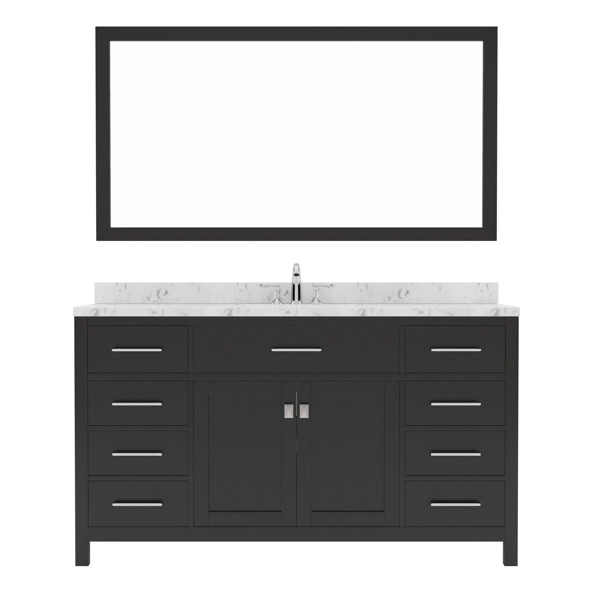 Caroline 60" Single Bath Vanity Set with Cultured Marble Quartz Top & Rectangular Centered Basin