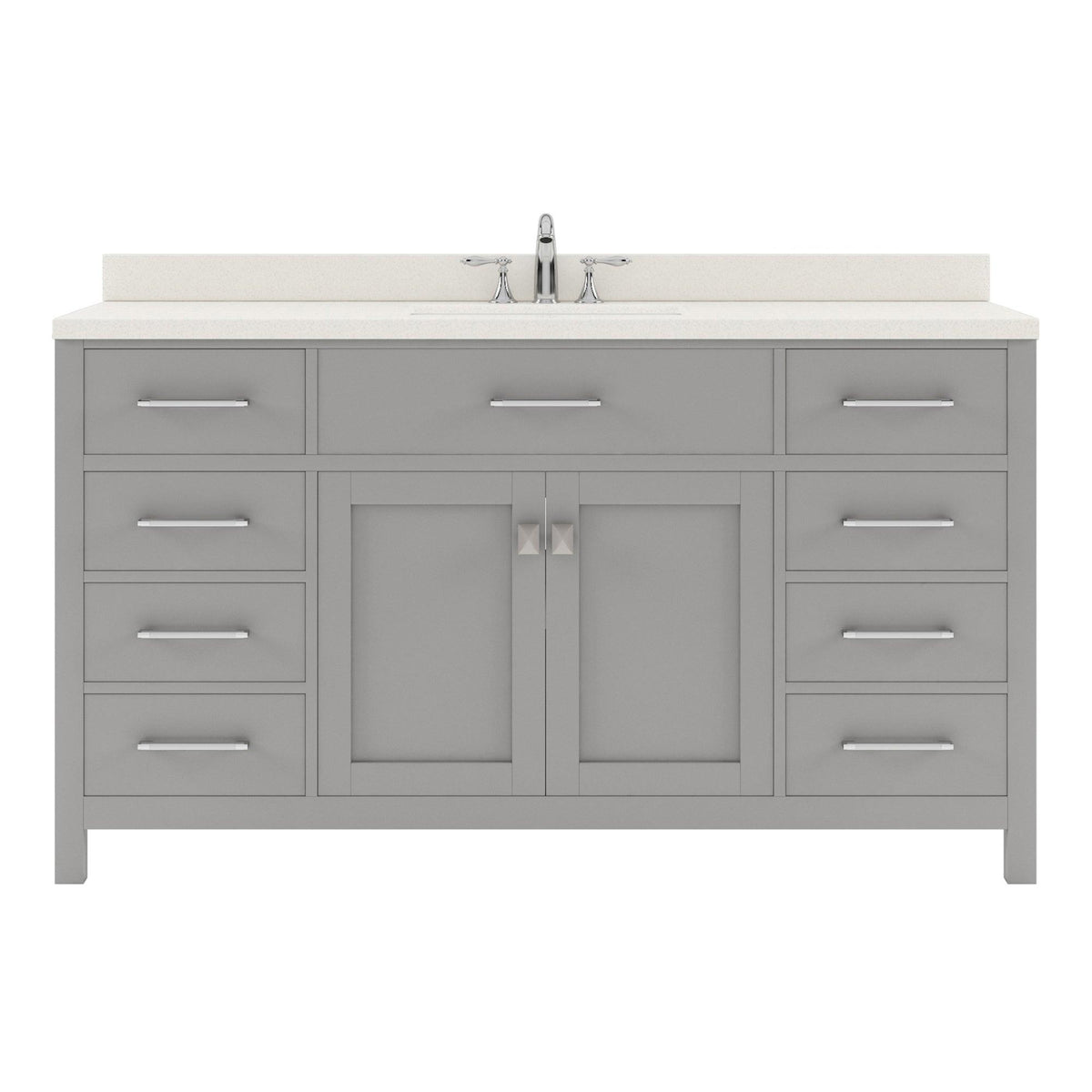 MS-2060-DWQRO-CG Cashmere Gray Caroline 60" Single Bath Vanity Set with Dazzle White Quartz Top & Oval Centered Basin
