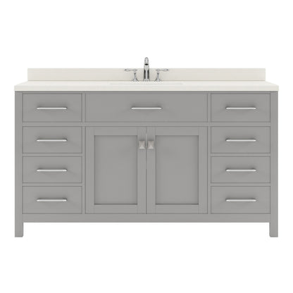 MS-2060-DWQRO-CG Cashmere Gray Caroline 60" Single Bath Vanity Set with Dazzle White Quartz Top & Oval Centered Basin