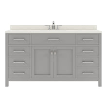 Load image into Gallery viewer, MS-2060-DWQRO-CG Cashmere Gray Caroline 60&quot; Single Bath Vanity Set with Dazzle White Quartz Top &amp; Oval Centered Basin