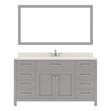 Load image into Gallery viewer, MS-2060-DWQRO-CG Cashmere Gray Caroline 60&quot; Single Bath Vanity Set with Dazzle White Quartz Top &amp; Oval Centered Basin, Mirror
