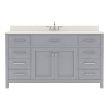 Load image into Gallery viewer, MS-2060-DWQRO-GR Gray Caroline 60&quot; Single Bath Vanity Set with Dazzle White Quartz Top &amp; Oval Centered Basin
