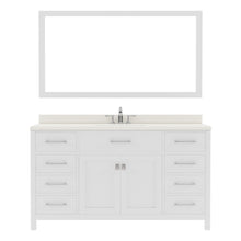Load image into Gallery viewer, MS-2060-DWQRO-WH White Caroline 60&quot; Single Bath Vanity Set with Dazzle White Quartz Top &amp; Oval Centered Basin, Mirror