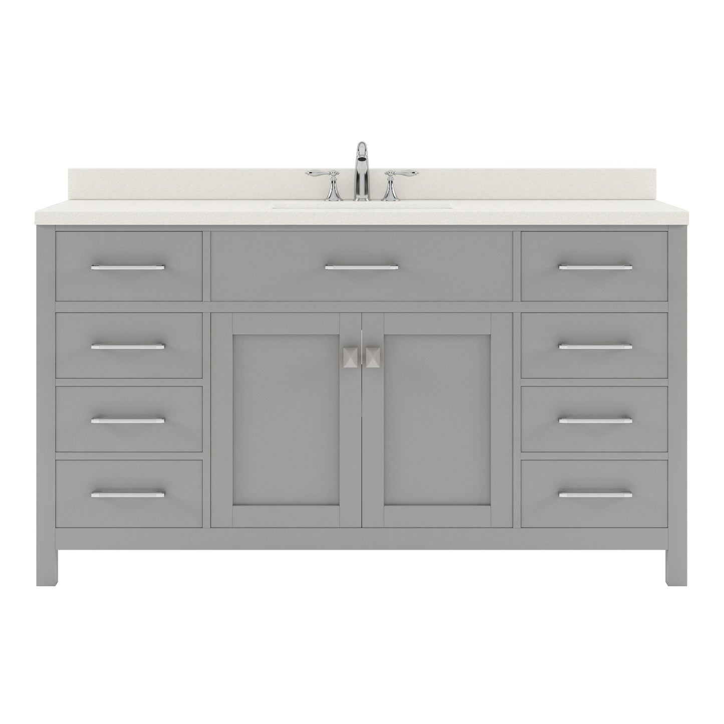 MS-2060-DWQSQ-CG Cashmere Gray Caroline 60" Single Bath Vanity Set with Dazzle White Quartz Top & Rectangular Centered Basin