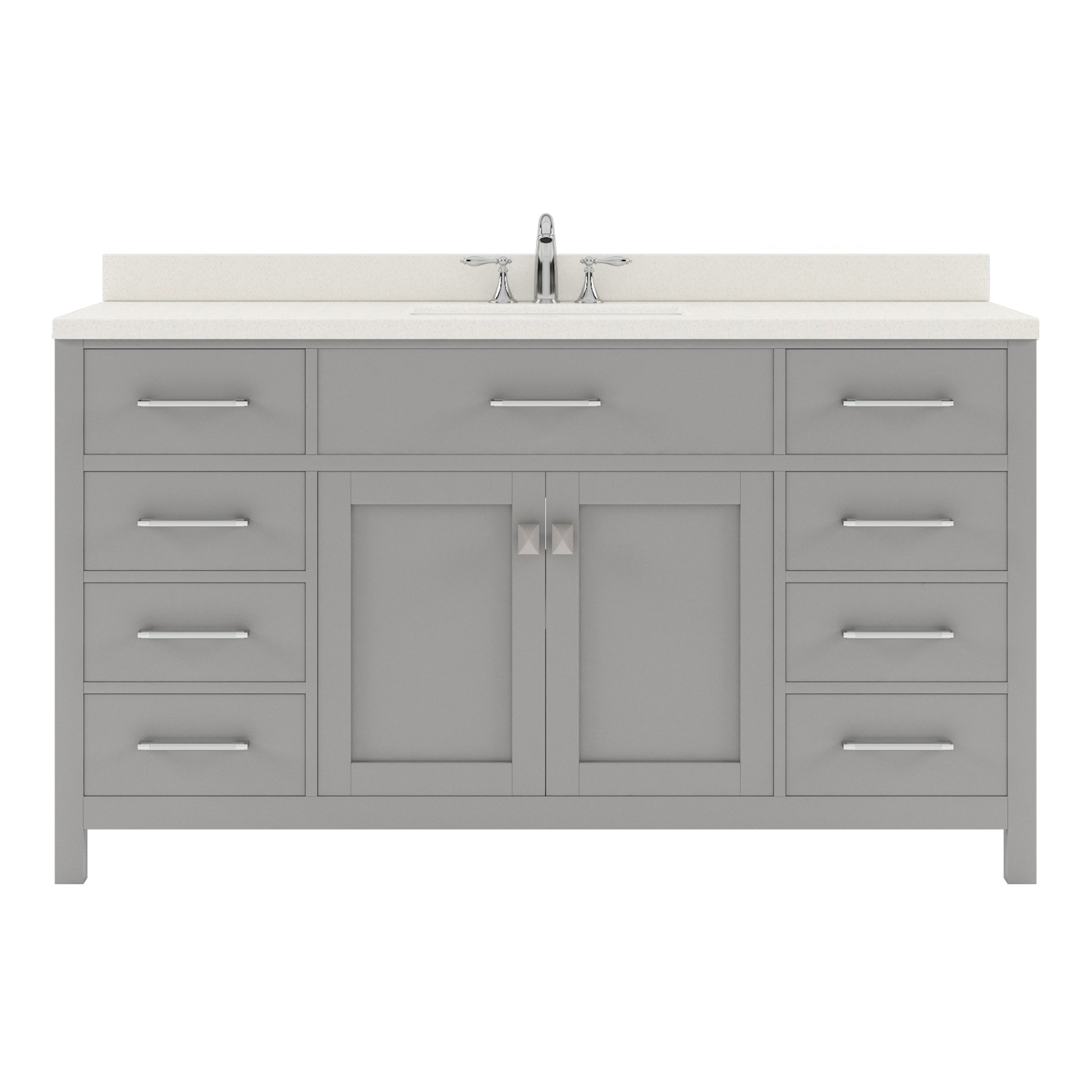 MS-2060-DWQSQ-CG Cashmere Gray Caroline 60" Single Bath Vanity Set with Dazzle White Quartz Top & Rectangular Centered Basin