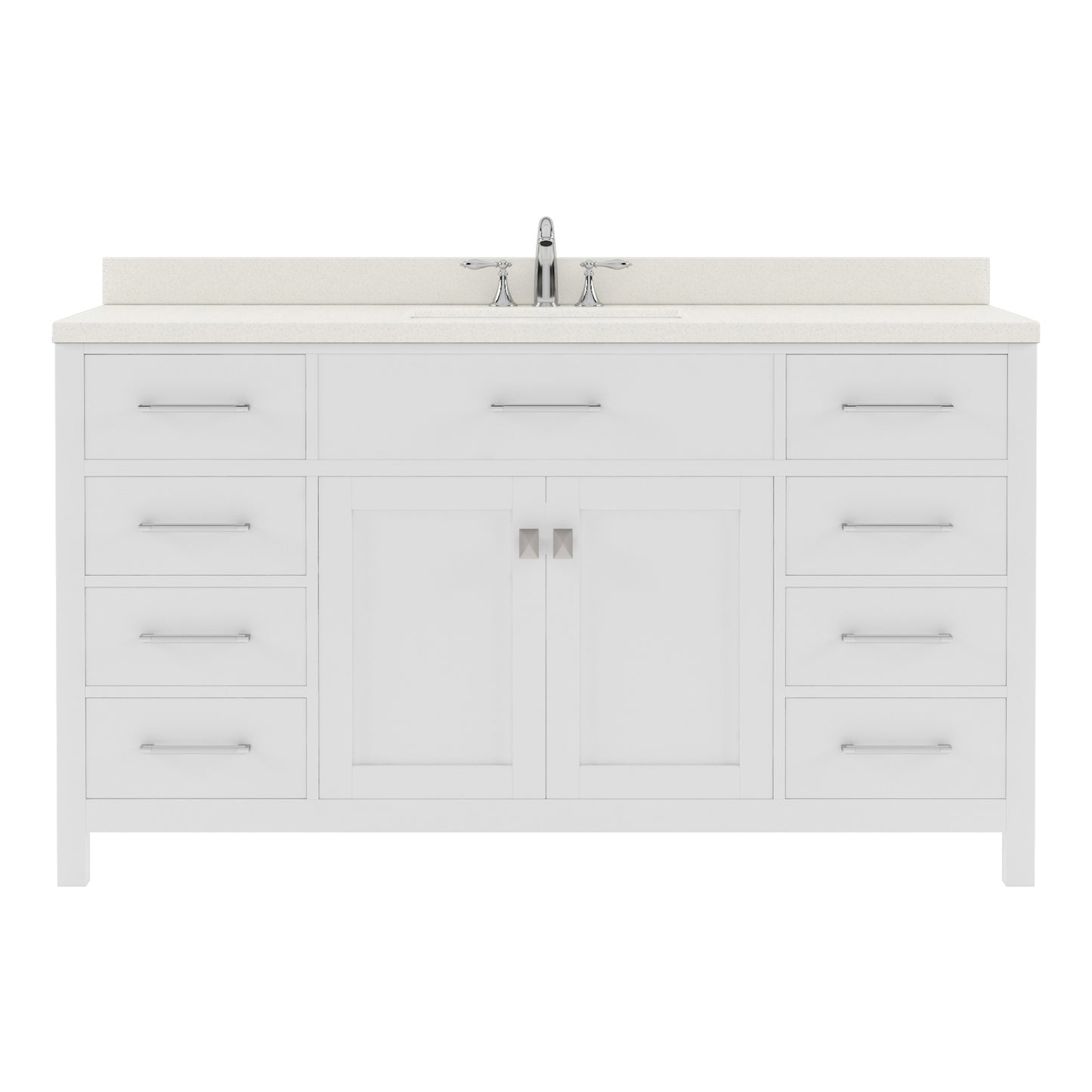 MS-2060-DWQSQ-FB Blue Caroline 60" Single Bath Vanity Set with Dazzle White Quartz Top & Rectangular Centered Basin,