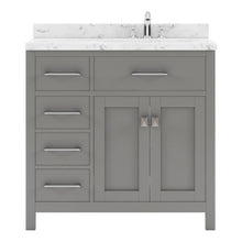 Load image into Gallery viewer, MS-2136L-CMRO-CG Cashmere Gray Caroline Parkway 36&quot; Single Bath Vanity Set with Cultured Marble Quartz Top &amp; Oval Right Offset Basin