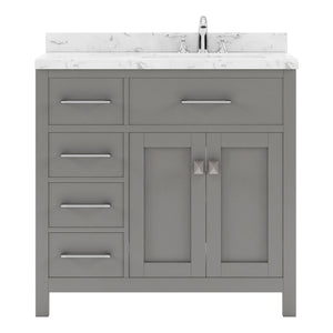 MS-2136L-CMRO-CG Cashmere Gray Caroline Parkway 36" Single Bath Vanity Set with Cultured Marble Quartz Top & Oval Right Offset Basin